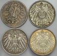 D263. Niemcy, Marka 1876 D, 1905 A, 1914 A i 1914 A, 4 szt