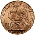 D4. Francja, 20 franków 1909, Kogut, st 1