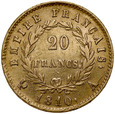 B5. Francja, 20 franków 1810 A, Bonaparte, st 3+