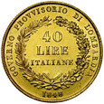 D68. Włochy, 40 lirów 1848, Wiosna Ludów, st 2