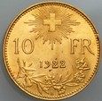 B64. Szwajcaria, 10 franków 1922, Heidi, st 1-