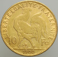 C40. Francja, 10 franków 1900, Kogut, st 3