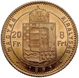 D27. Węgry, 20 franków 8 forintów 1883, Franz Josef, st 2+
