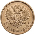 A49. Rosja, 5 rubli 1898 AG, Niki II, st 3-2