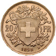 D57. Szwajcaria, 20 franków 1898, Vreneli, st 1-