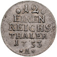 E303. Prusy, 1/12 talara 1753 A, Berlin, Fryderyk Wielki, st 3