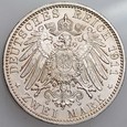 B191. Niemcy, 2 marki 1911, Luidpold, Bawaria, st 2/1-
