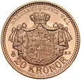 d26. Szwecja, 20 koron 1895, Oskar II, st 1 !!!