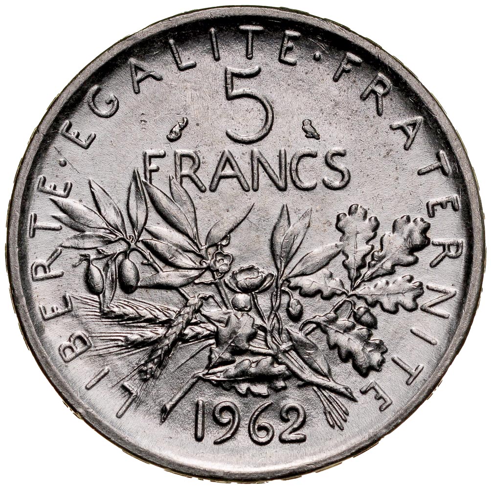  A235. Francja, 5 franków 1962, Republika, st 1 