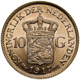 D81. Holandia, 10 guldenów 1917, Wilhelmina, st 1