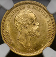 S703. Szwecja, 10 koron 1874, Oskar II, NGC MS64