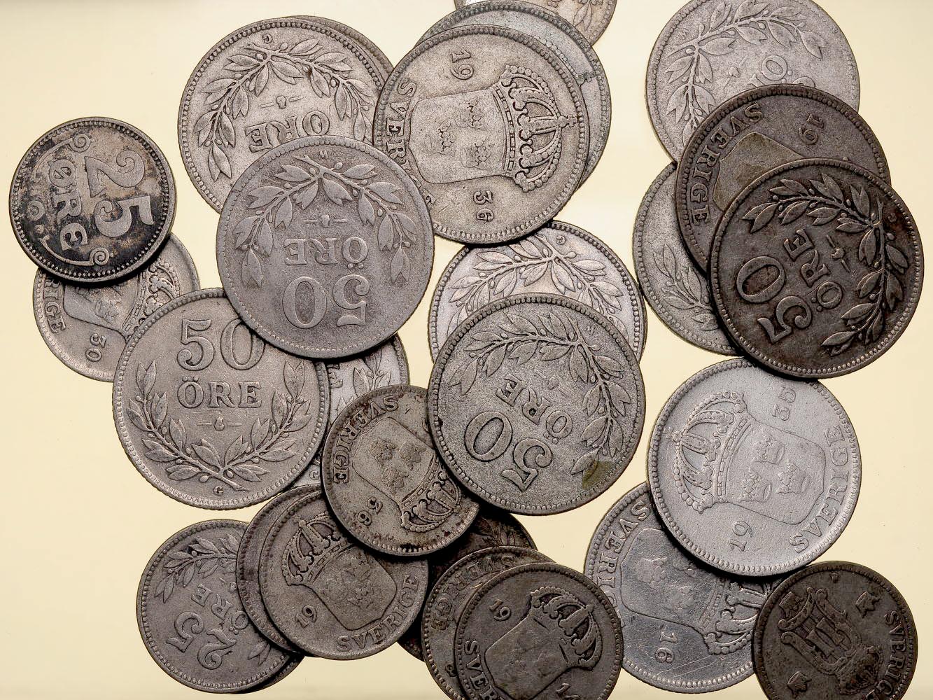 Szwecja, 50 & 35 ore, srebro, 2 uncje czystego srebra, junk silver