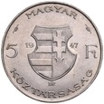 Wegry, 5 forintów 1947, Kossuth, st 3-2, 10 szt, junk silver