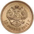 D36. Rosja, 10 rubli 1901 AP, Niki II, st 1-