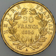 C11. Francja, 20 franków 1854A, Napoleon III, st 2-