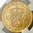  Holandia, 10 guldenów 1912, Wilhelmina, NGC MS66!!