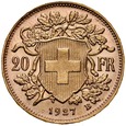 B88. Szwajcaria, 20 franków 1927, Heidi, st 2-1