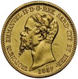 D43. Włochy, Sardynia, 20 lirów 1857, Vittorio Emmanuel, st 3-2