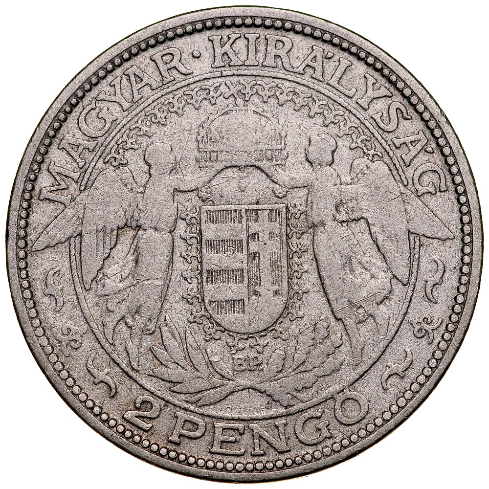 C400. Węgry, 2 pengo 1929 , Matka Boska, st 3-