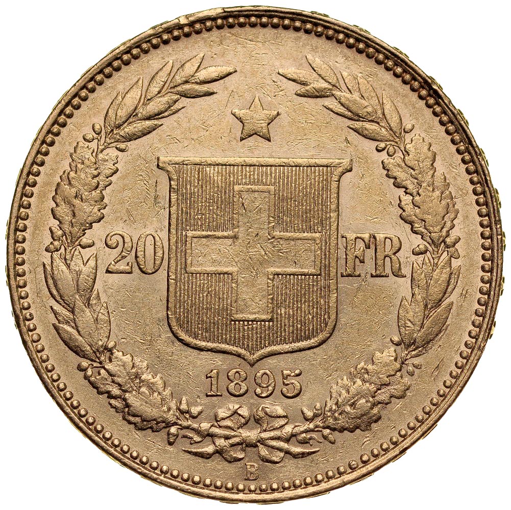 A169. Szwajcaria, 20 franków 1897, Heidi, st 3-2