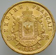 C53. Francja, 20 franków 1866 A, Napoleon III, st 2-