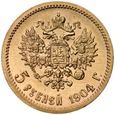 B9. Rosja, 5 rubli 1904 AP, Niki II, st 2