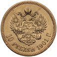 D181. Rosja, 10 rubli 1901 AP, Niki II, st 3
