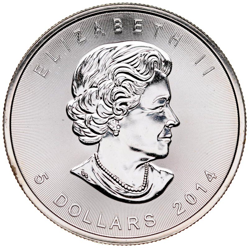 Kanada, 5 dolarów 2014, Liść klonowy, uncja srebro