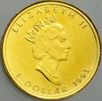 C191. Kanada, Dolar 1993 1/20 oz,  Liść, st 1-