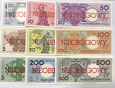 Zestaw banknotów MIASTA - NIEOBIEGOWY 9 sztuk