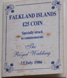 Falklandy 25 Funtów 1986 Ślub księcia Andrzeja z Sarą Ferguson