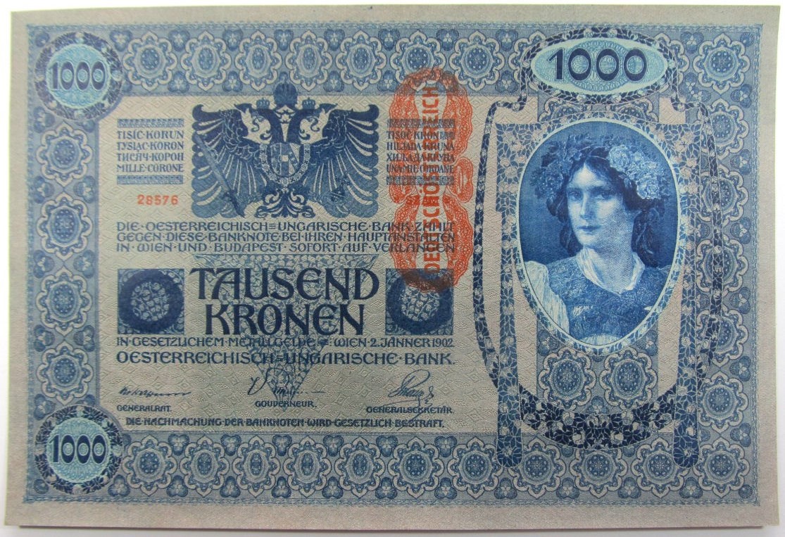 WW026 AUSTRIA 1000 KORON 1919 (1902) UNC