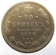 W16343-G3  ROSJA 20 KOPIEJEK 1875 - ALEKSANDER II