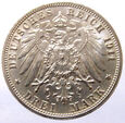 O37736-U3  WIRTEMBERGIA 3 MARKI 1911 F SREBRNE GODY