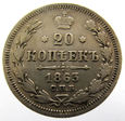 W16347-G3  ROSJA 20 KOPIEJEK 1863 - ALEKSANDER II