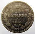 W16345-G3  ROSJA 20 KOPIEJEK 1869 - ALEKSANDER II