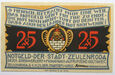B9001 NOTGELD 25 PFENNIG 1921 ZEULENRODA UNC