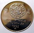 P34597-K2  NORWEGIA 5 KORON 1995 - 1 000 LAT MONETY NORWESKIEJ UNC