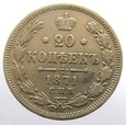 W16340-G3  ROSJA 20 KOPIEJEK 1871 - ALEKSANDER II