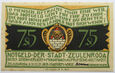 B9010 NOTGELD 75 PFENNIG 1921 ZEULENRODA UNC
