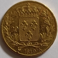 Francja 20 franków 1819. LOUIS XVIII. Złoto