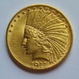 USA 10 dolarów. INDIANIN 1911 rok. Złoto 