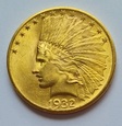USA 10 dolarów. INDIANIN 1932 rok. Złoto 