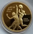 Chiny 100 Yuan KOSZYKÓWKA. Złoto 999/1000. 