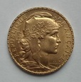 FRANCJA 20 Franków 1910 rok. Złoto - oryginał. 