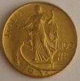 WŁOCHY 100 Lirów 1931 rok. Złoto 