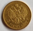 ROSJA  5 rubli 1898 rok. Złoto