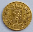 Francja 20 franków LOUIS XVIII rok 1818. Złoto