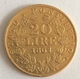 Watykan 20 lirów 1867. Złoto