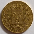 Francja 20 franków 1820. LOUIS XVIII. Złoto